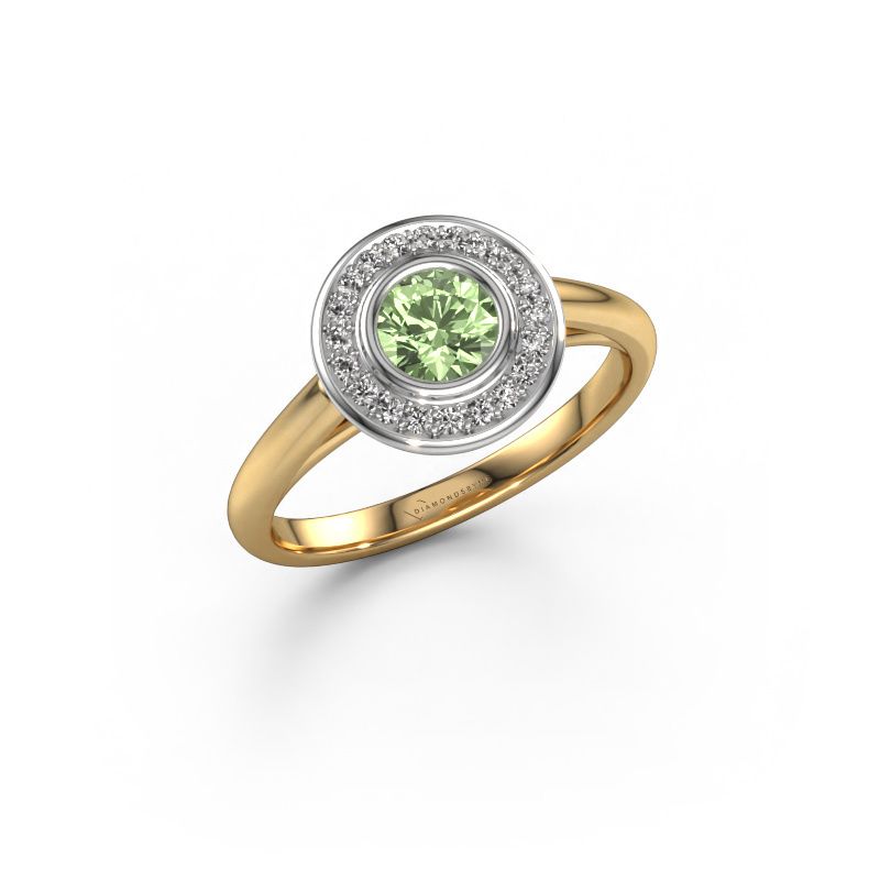 Promise ring Noud 1 RND 585 gold green lab grown diamond 4.7 mm