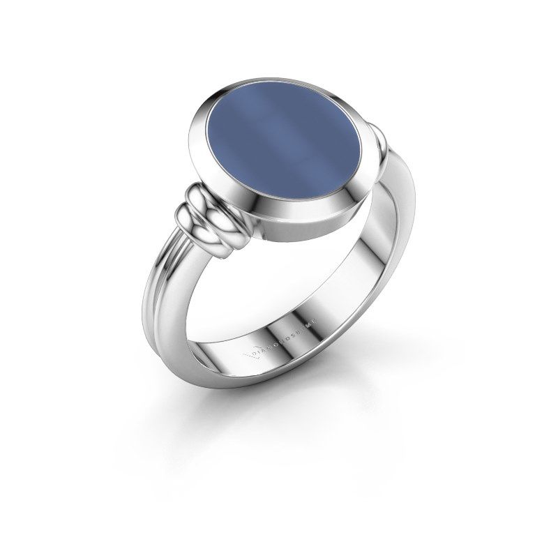 Image of Signet ring brenda 2<br/>950 platinum<br/>Blue sardonyx 12x10 mm