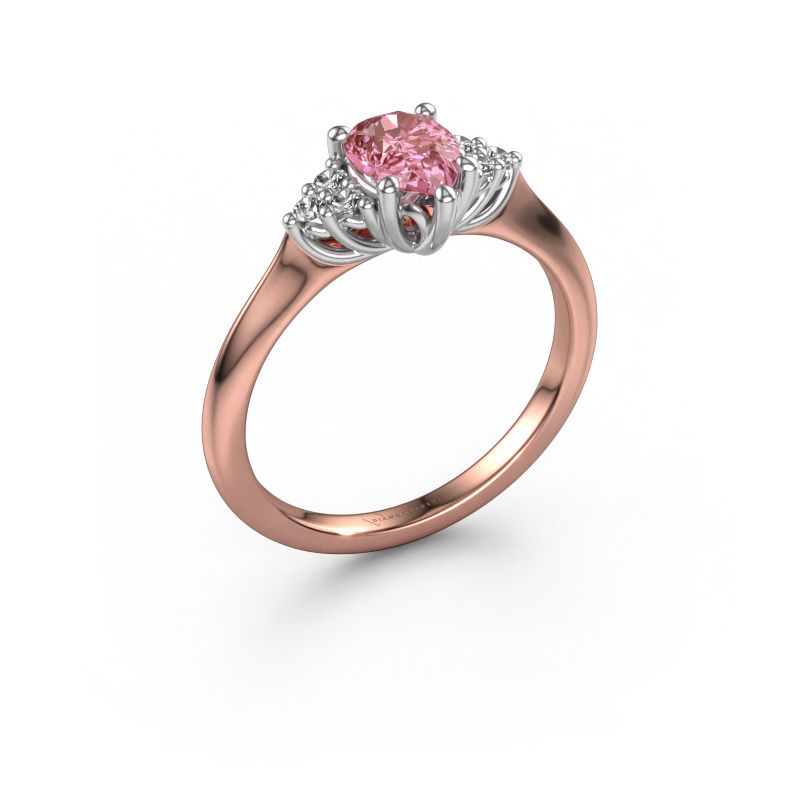 Engagement ring Felipa PER 585 rose gold pink lab grown diamond 7x5 mm