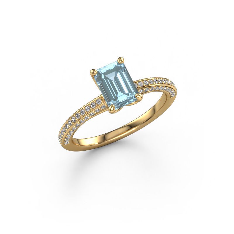 Engagement ring Elenore eme 585 gold blue lab grown diamond 7x5 mm