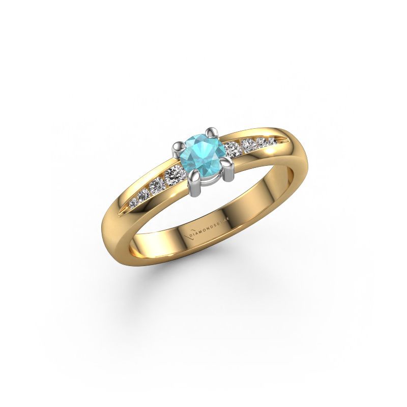 Verlobungsring Zohra 585 Gold Blau Topas 4 mm