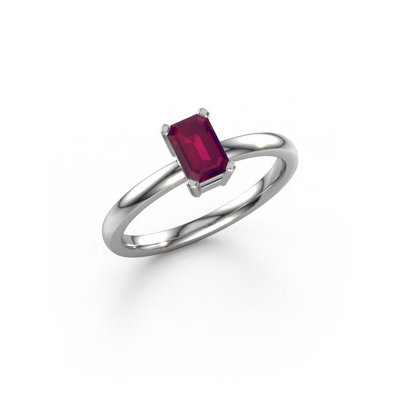 Engagement ring Denita 1 EME 585 white gold rhodolite 6x4 mm