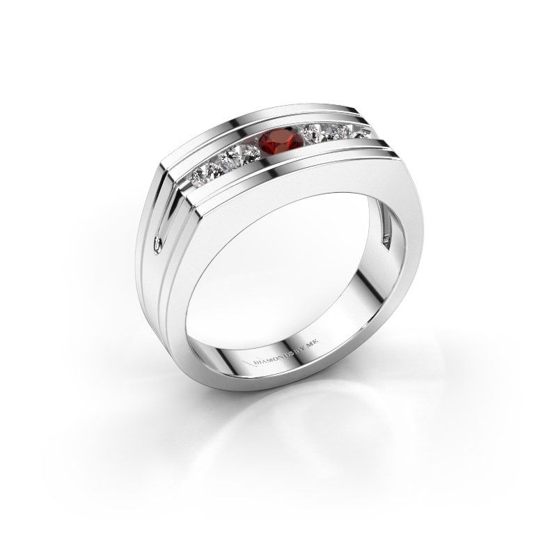 Image de Bague pour homme Huub<br/>950 platine<br/>Grenat 3.7 mm