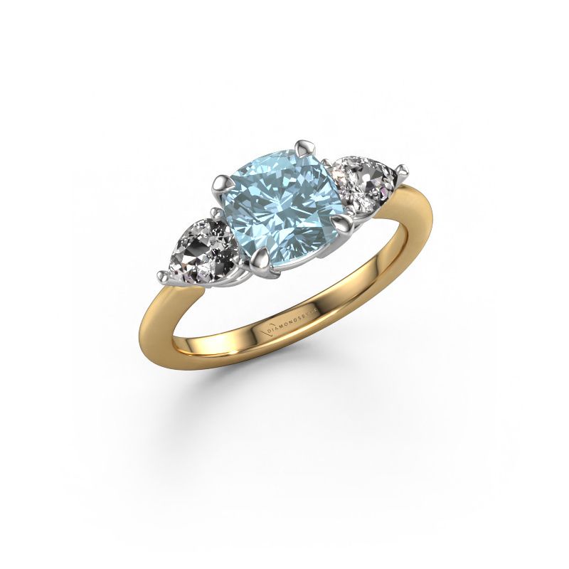 Engagement ring Chanou CUS 585 gold blue lab grown diamond 7 mm