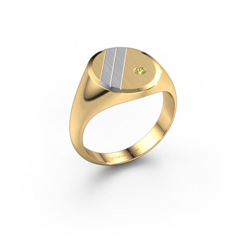 Chevalière Wesley 3 585 or jaune saphir jaune 2 mm