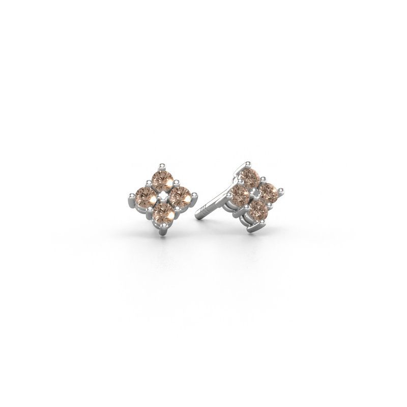 Stud earrings Maryetta 950 platinum brown diamond 0.24 crt