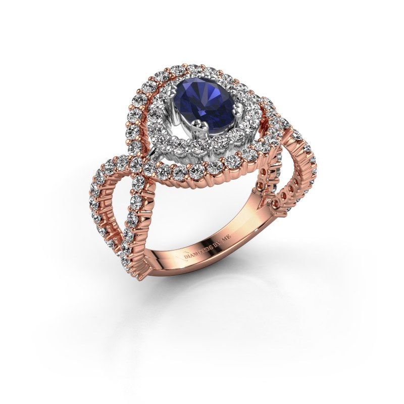 Image de Bague Chau<br/>585 or rose<br/>Saphir 7x5 mm
