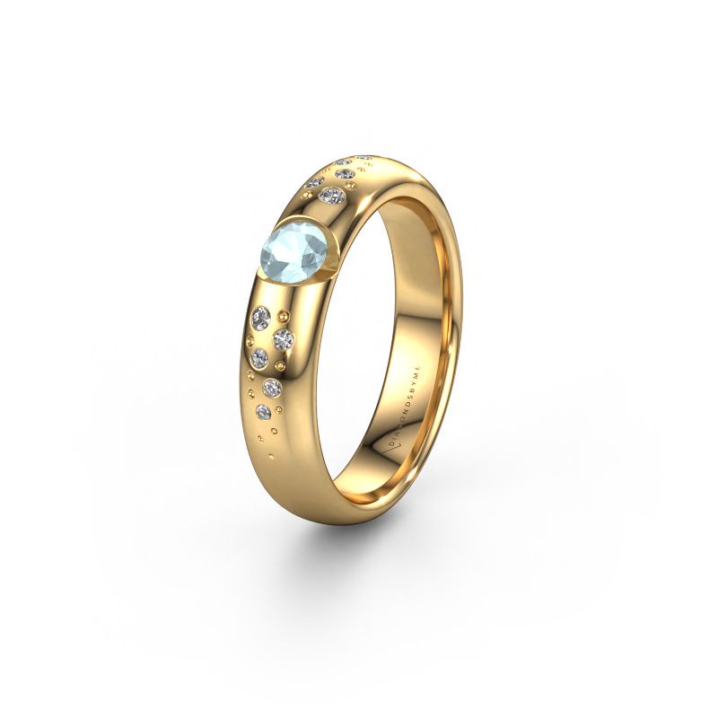 Wedding ring WH2104L34A 585 gold aquamarine ±4,5x1.7 mm