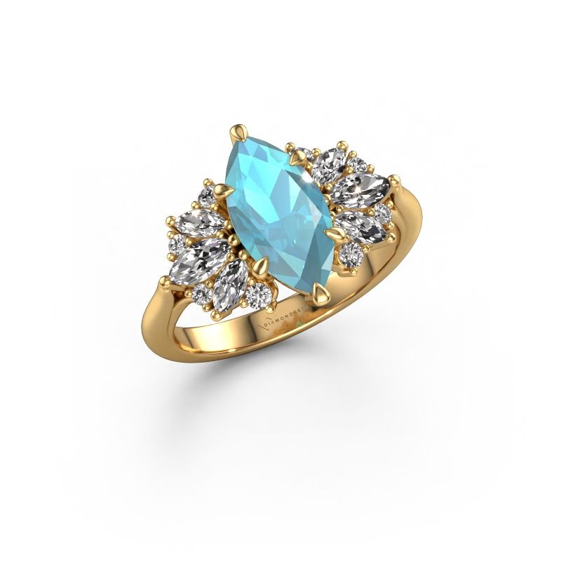 Engagement ring Jaimie 585 gold blue topaz 12x6 mm