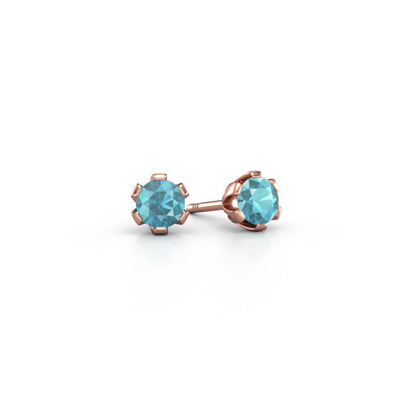 Stud earrings Julia 585 rose gold blue topaz 4 mm