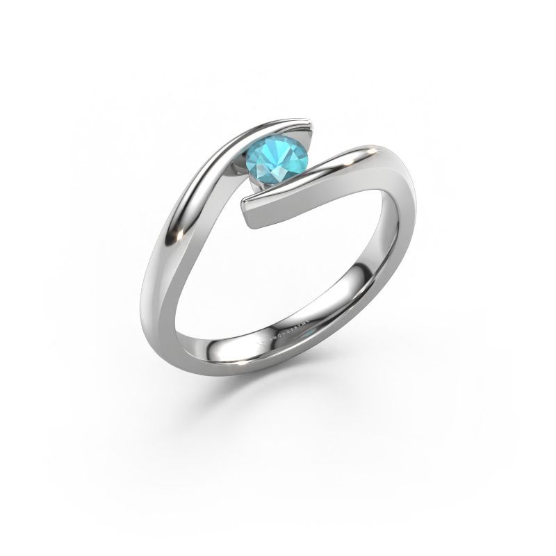 Engagement ring Alaina 950 platinum blue topaz 4 mm