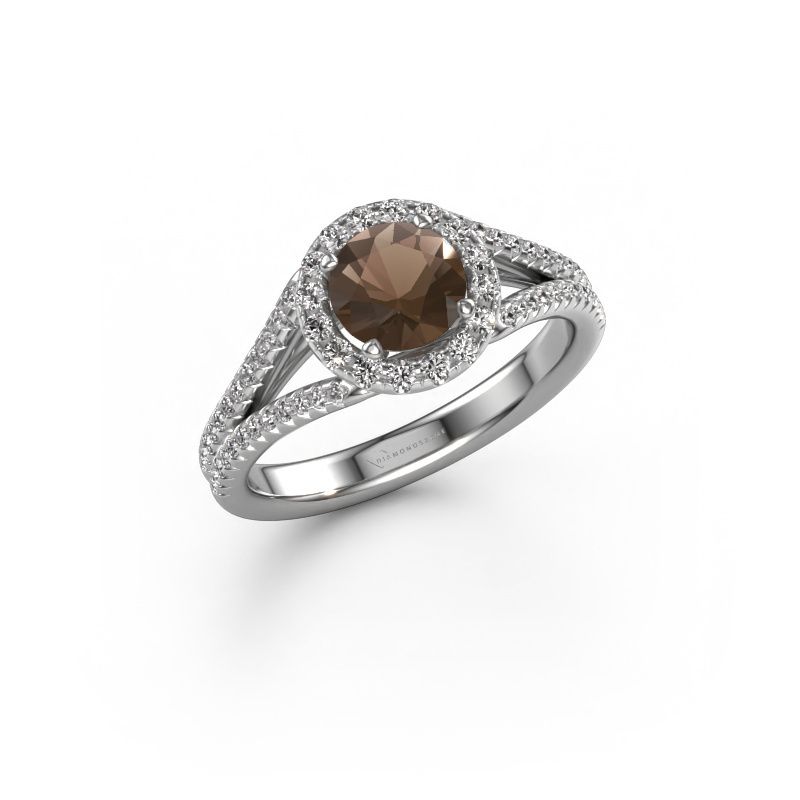 Bague de fiançailles Verla rnd 2 585 or blanc quartz fumé 6.5 mm
