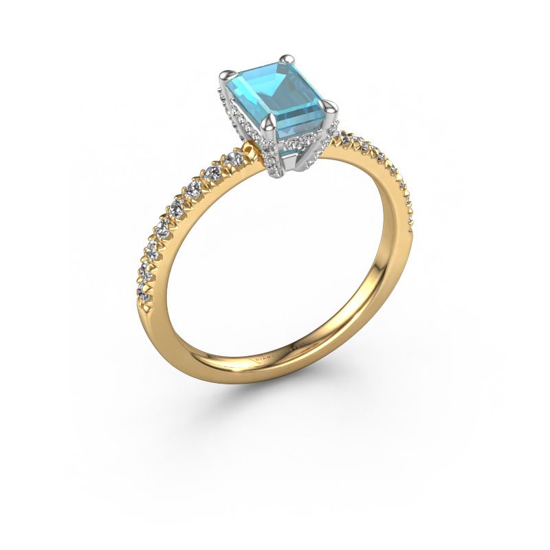 Engagement ring Saskia EME 1 585 gold blue topaz 7x5 mm