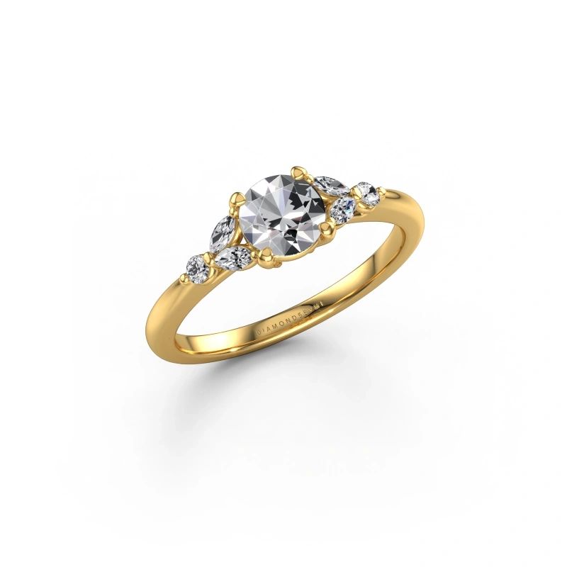 Bague de fiançailles Megan RND 585 or jaune diamant synthétique 0.65 crt