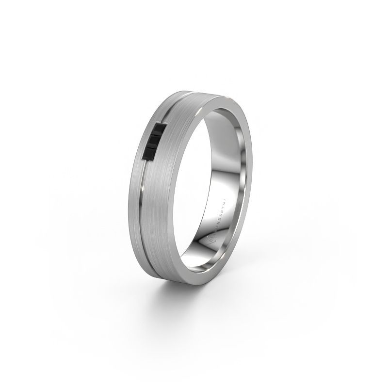 Trouwring WH0158L14X 585 witgoud zwarte diamant ±4,5 x 1,4 mm