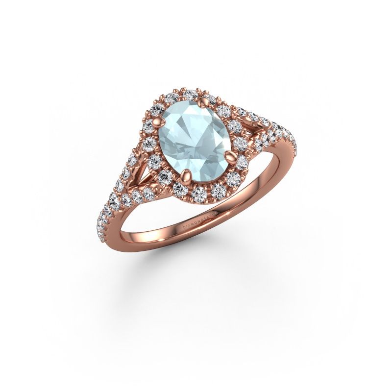Verlobungsring Kimber OVL 585 Roségold Aquamarin 8x6 mm