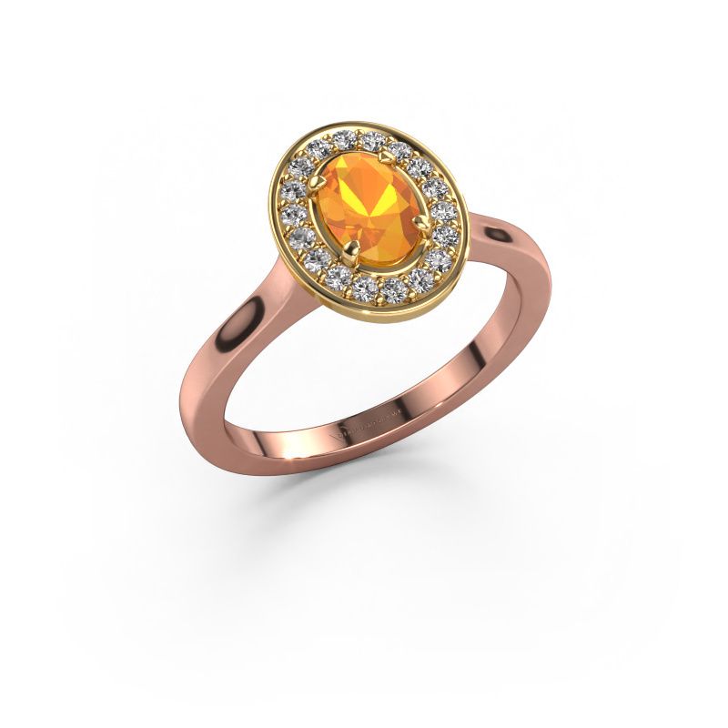 Ring Madelon 1 585 rose gold citrin 7x5 mm