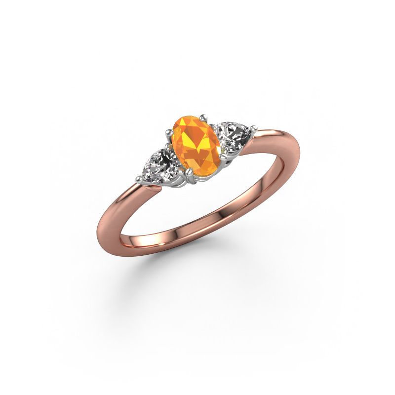 Bague de fiançailles Chanou OVL 585 or rose citrine 7x5 mm