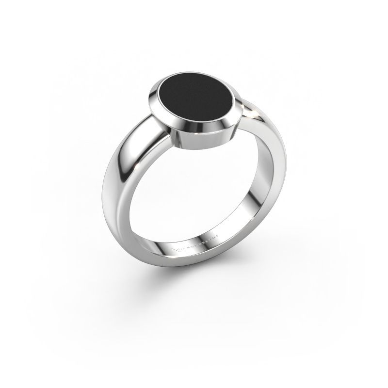 Pinky ring Oscar 1 950 platinum black enamel 10x8 mm