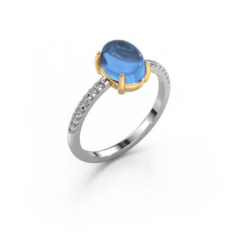 Ring Becky 585 white gold blue topaz 7x5 mm