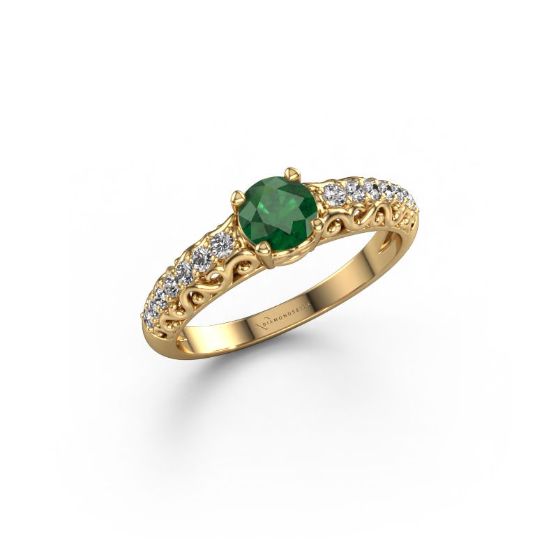 Verlobungsring Mellie 585 Gold Smaragd 5 mm