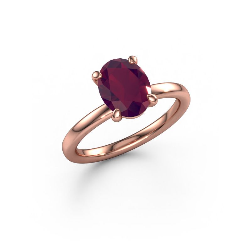 Engagement ring Simone OVL 1 585 rose gold rhodolite 9x7 mm