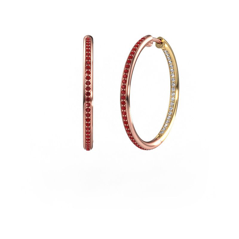 Hoop earrings Sina 25mm 585 rose gold ruby 1.1 mm