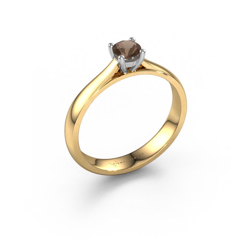 Förlovningsring Sam 585 gult guld rökkvarts 4.2 mm