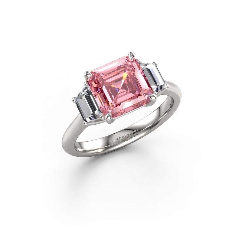 Engagement ring Maggie ASC 585 white gold pink lab grown diamond 8 mm
