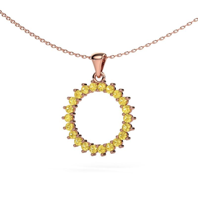 Pendant Round 3 585 rose gold yellow sapphire 2 mm
