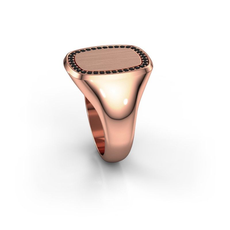 Image of Men's ring floris cushion 4<br/>585 rose gold<br/>black diamond 0.333 crt