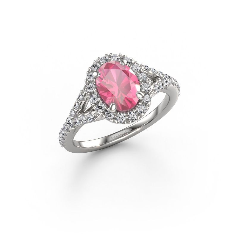 Engagement ring Kimber OVL 950 platinum pink sapphire 8x6 mm