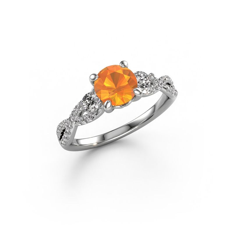 Bague de fiançailles Marilou RND 585 or blanc citrine 6.5 mm