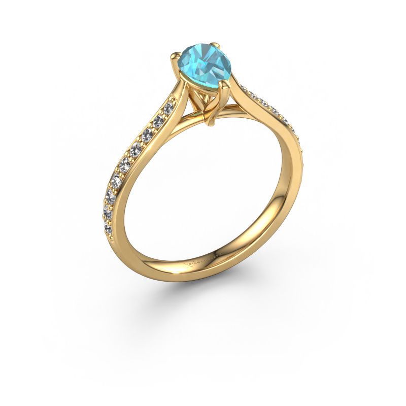 Engagement ring Mignon PER 2 585 gold blue topaz 6.5x4.5 mm