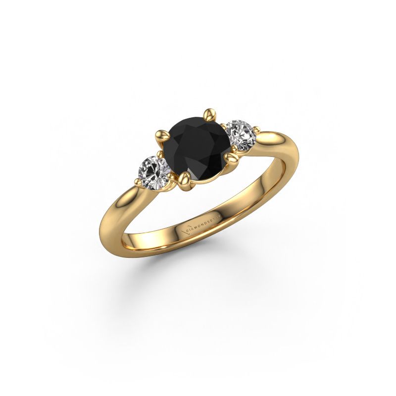 Bague de fiançailles Lieselot RND 585 or jaune diamant noir 1.60 crt