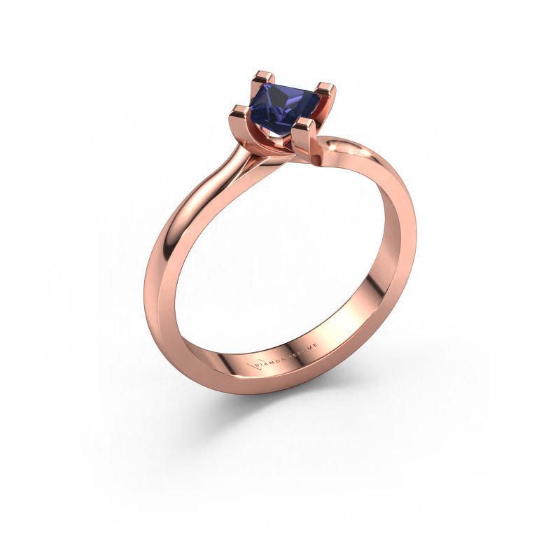 Bague de fiançailles Dewi Square 585 or rose saphir 4 mm