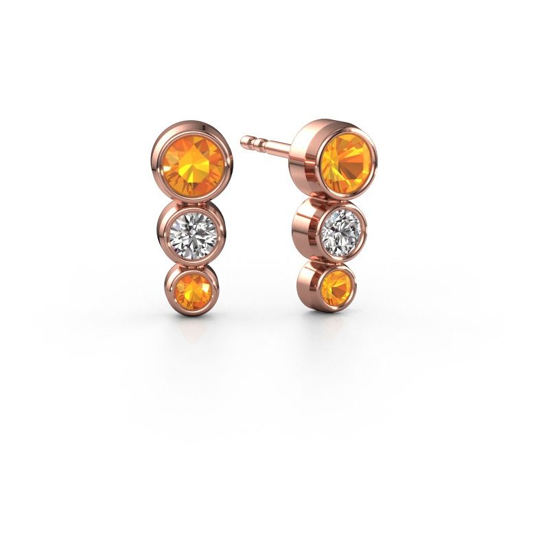 Stud earrings Linda 585 rose gold citrin 4 mm