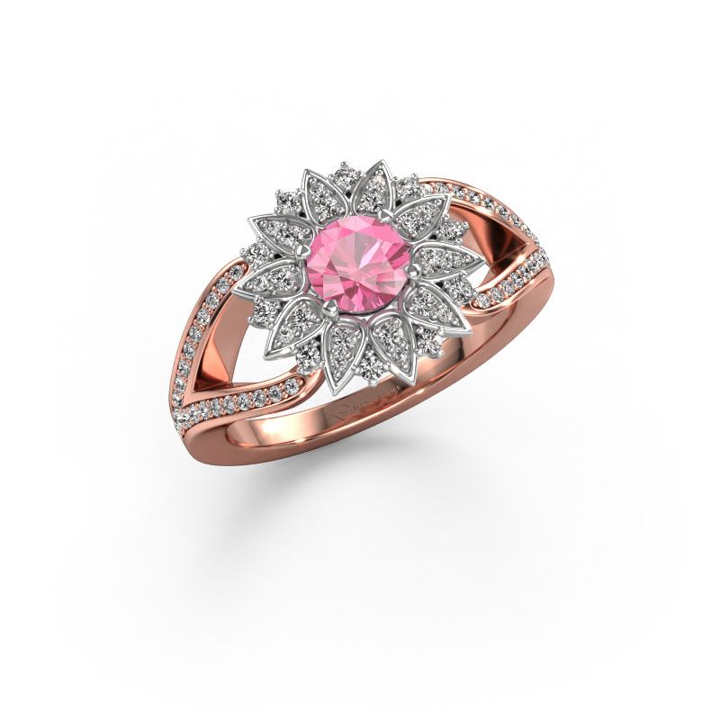 Ring Chasidy 2 585 rosé goud roze saffier 5 mm