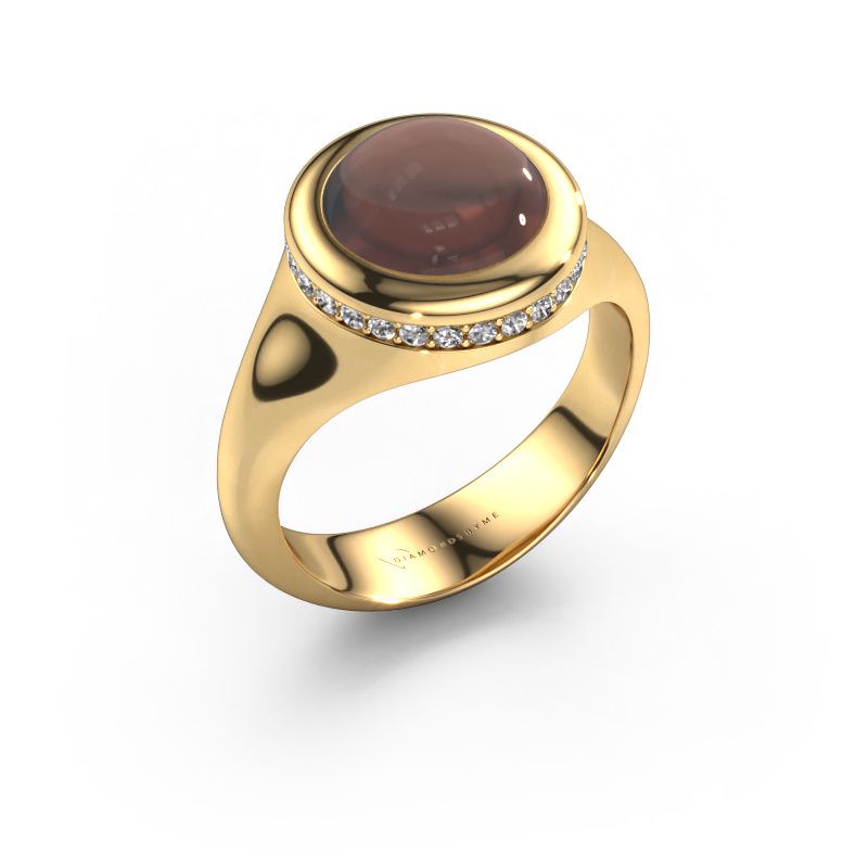 Anello Lesli RND 585 oro quarzo fumé 10 mm