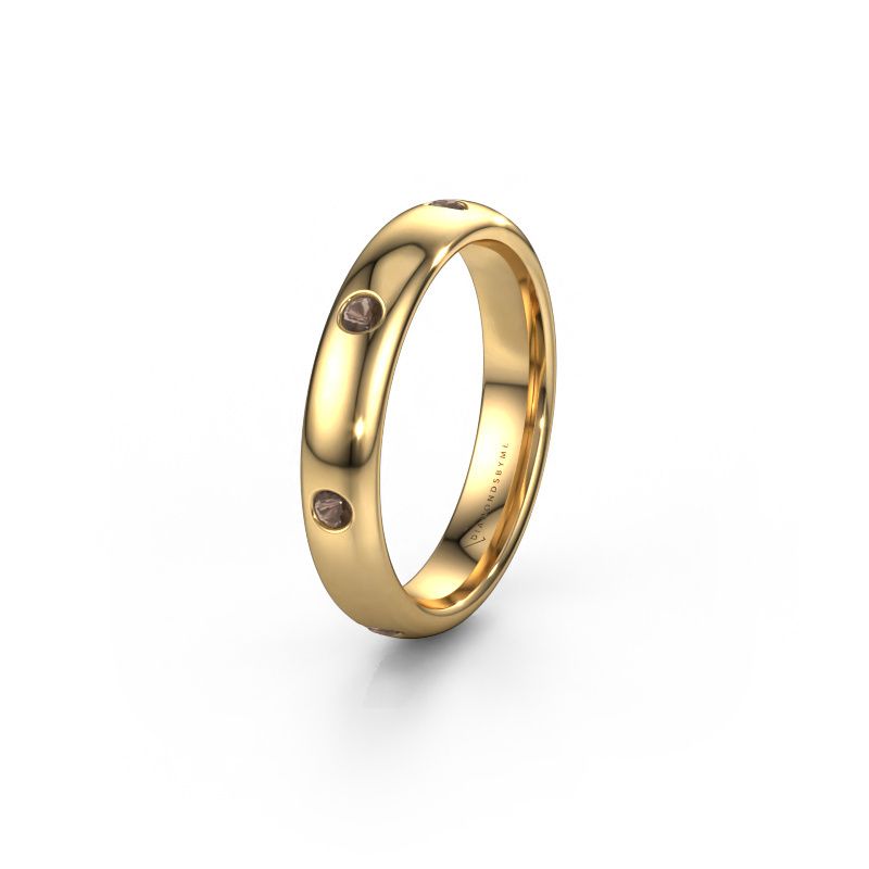 Wedding ring WH0105L34BP 585 gold smokey quartz ±4x2 mm
