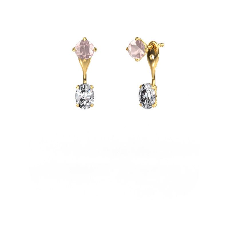 Drop earrings Kate RND-OVL 585 gold morganite champagne 5 mm