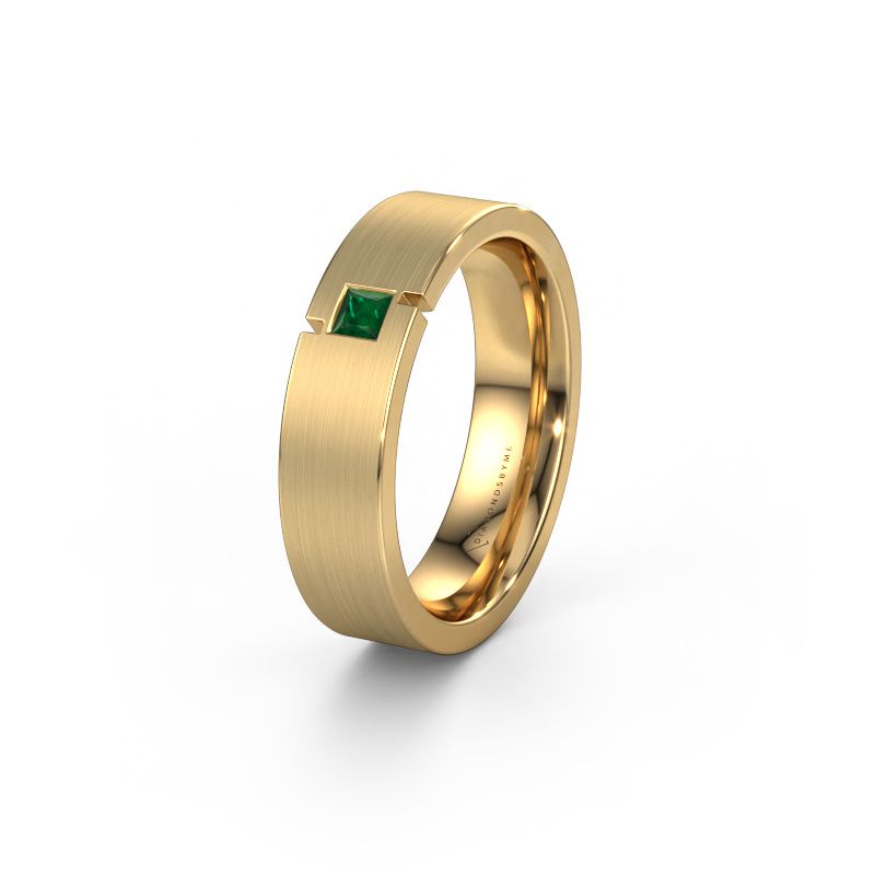 Wedding ring WH2040L 585 gold emerald ±5,5x2.2 mm