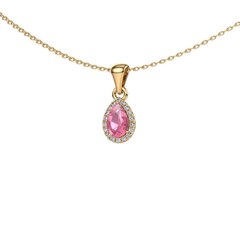 Image of Necklace Seline per 585 gold pink sapphire 6x4 mm