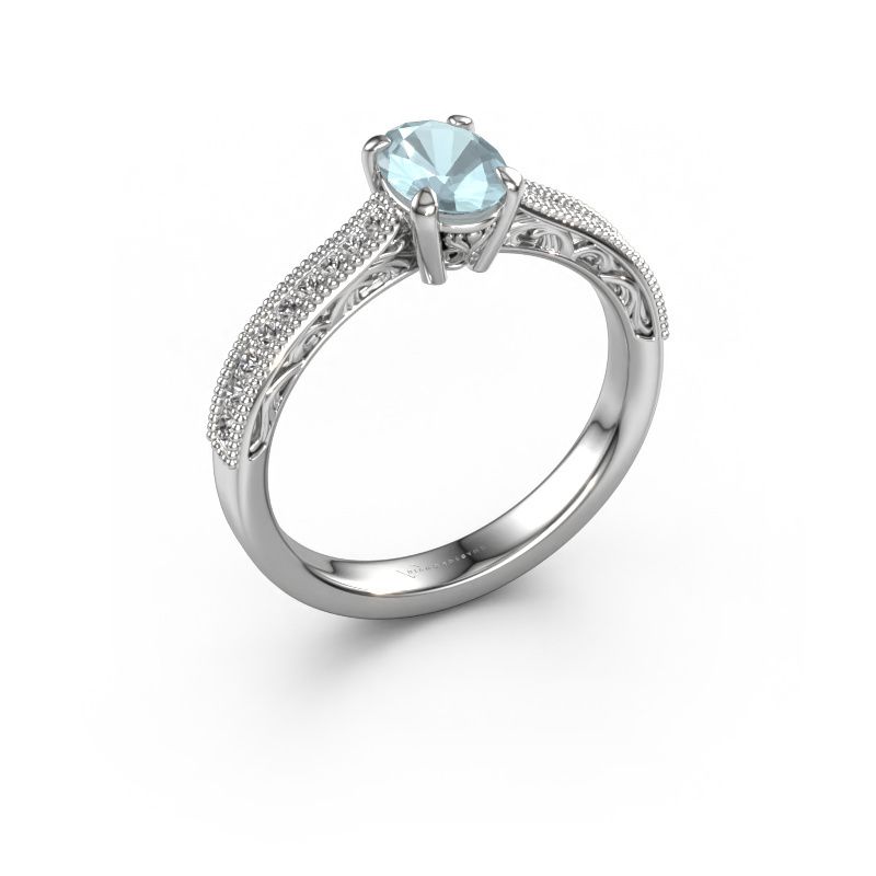 Engagement ring Shonta OVL 585 white gold aquamarine 7x5 mm