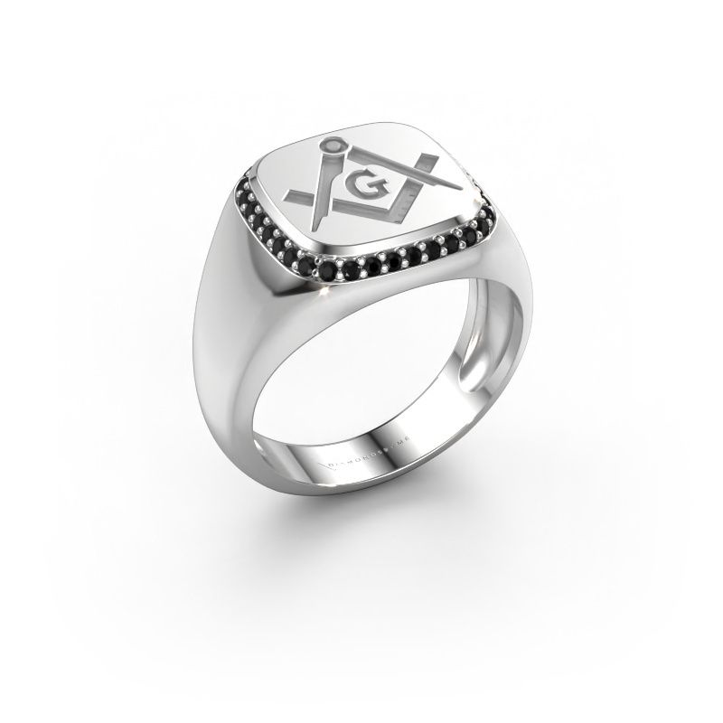 Men's ring Johan 1 585 white gold black diamond 0.306 crt