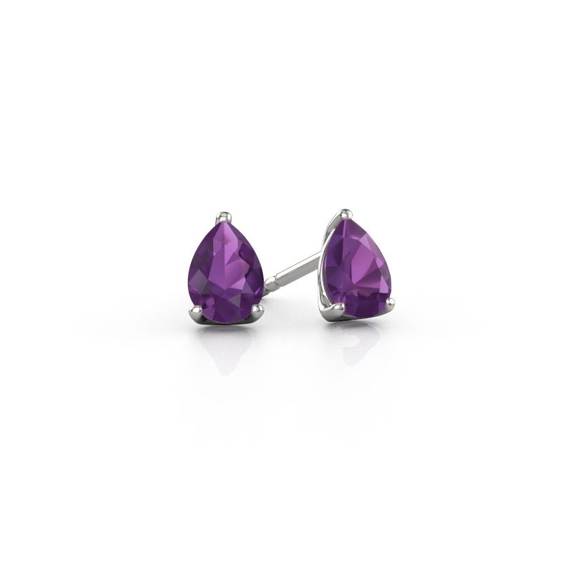 Clous d'oreilles Sam PER 950 platine améthyste 7x5 mm