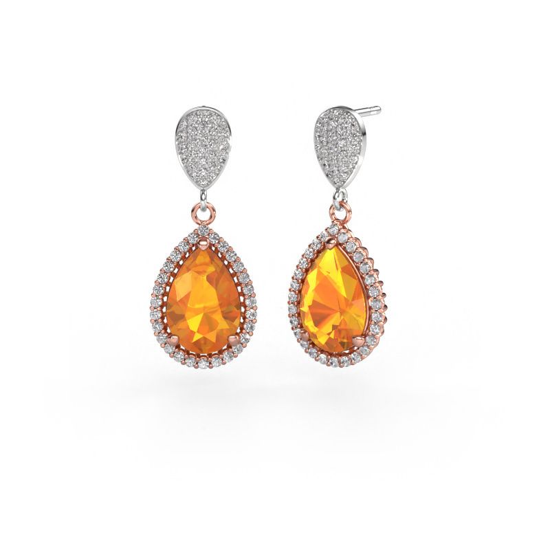 Pendants d'oreilles Tilly per 2 585 or rose citrine 12x8 mm