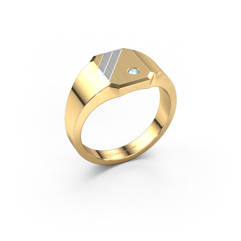 Signet ring Patrick 1 585 gold aquamarine 2 mm