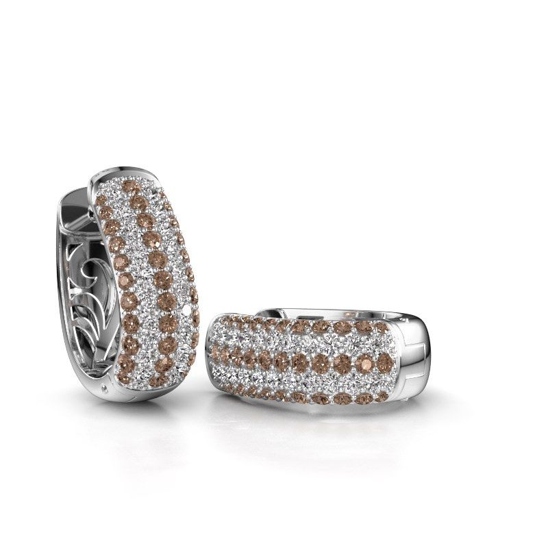 Image of Hoop earrings Danika 10.5 B 950 platinum brown diamond 1.92 crt