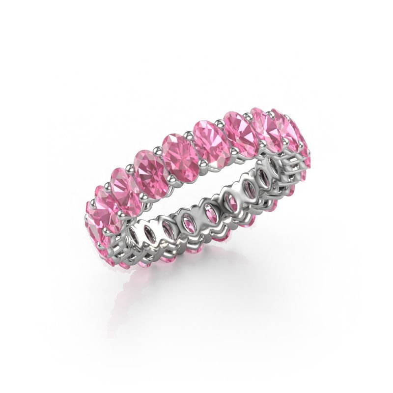 Stackable ring Heddy OVL 3x5 585 white gold pink sapphire 5x3 mm